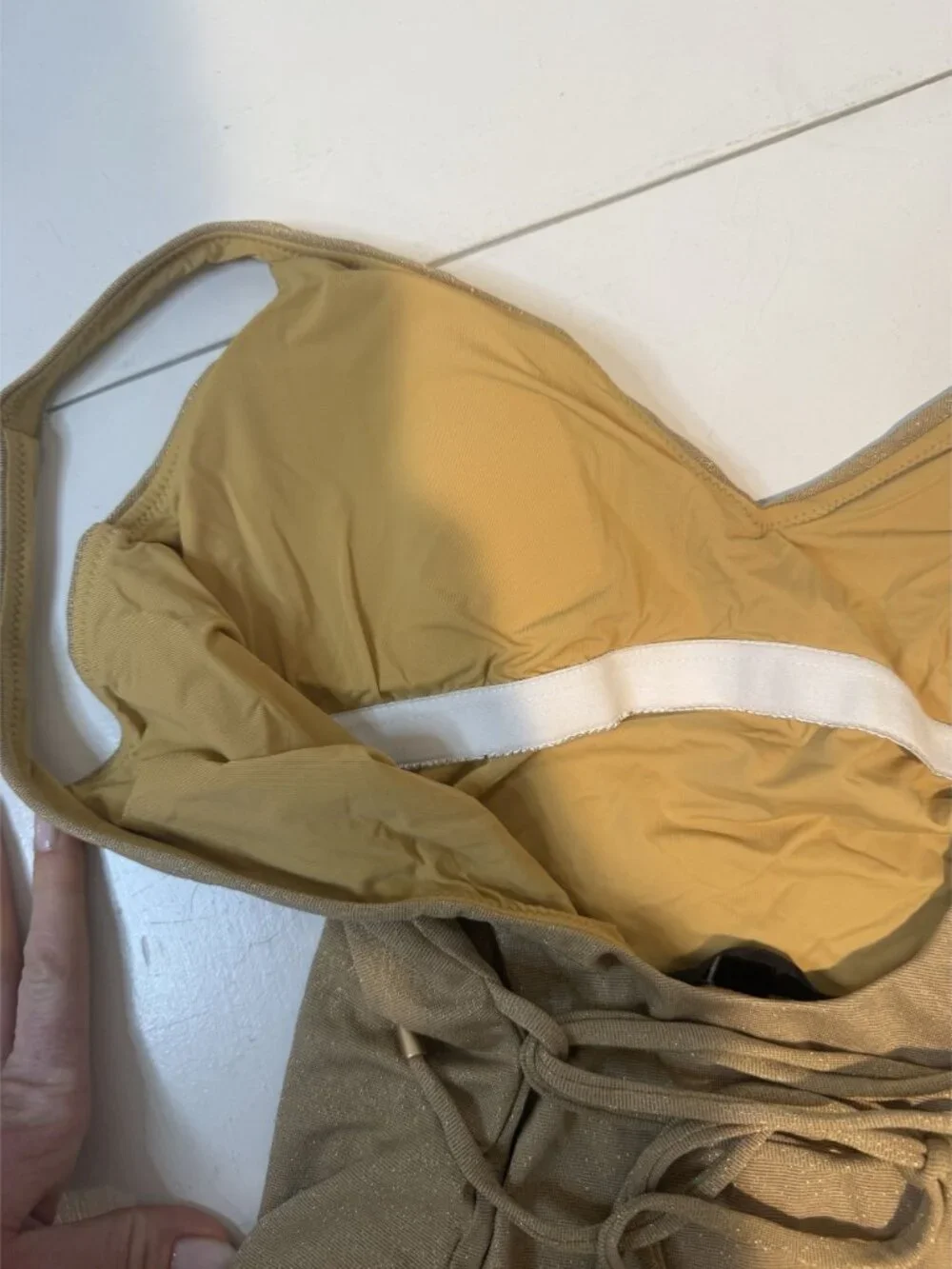 NWT Aqua One Piece Metallic Gold Swimsuit and Skirt Size Large $166 [jb] - Picture 5 of 9